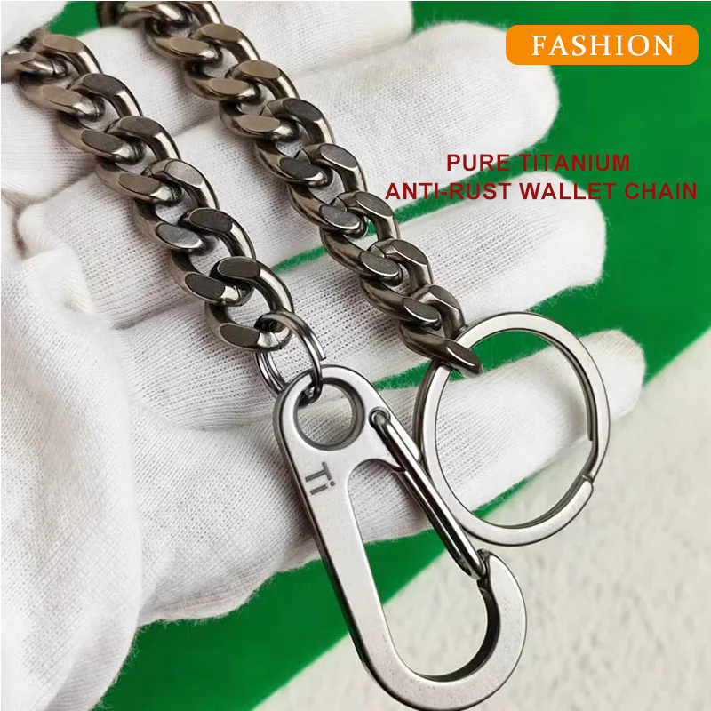Wallet Slim Titanium - Pure Titanium Biker Wallet Chain -