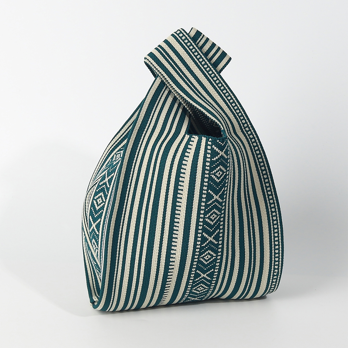 Edc Carry Bag - Line Pattern Knitted Crocheted Breathable Handbag,