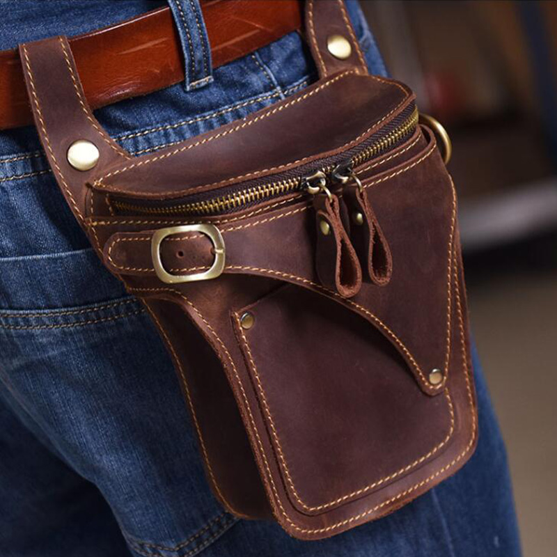 Edc Carry Bag - Motorcycle Bag For Men Genuine Leather